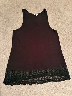 BKE Black Lace-Hem Tank Top